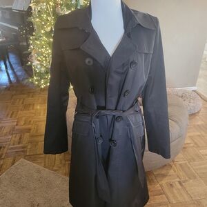 DKNY Double-Breasted Black Trench Coat